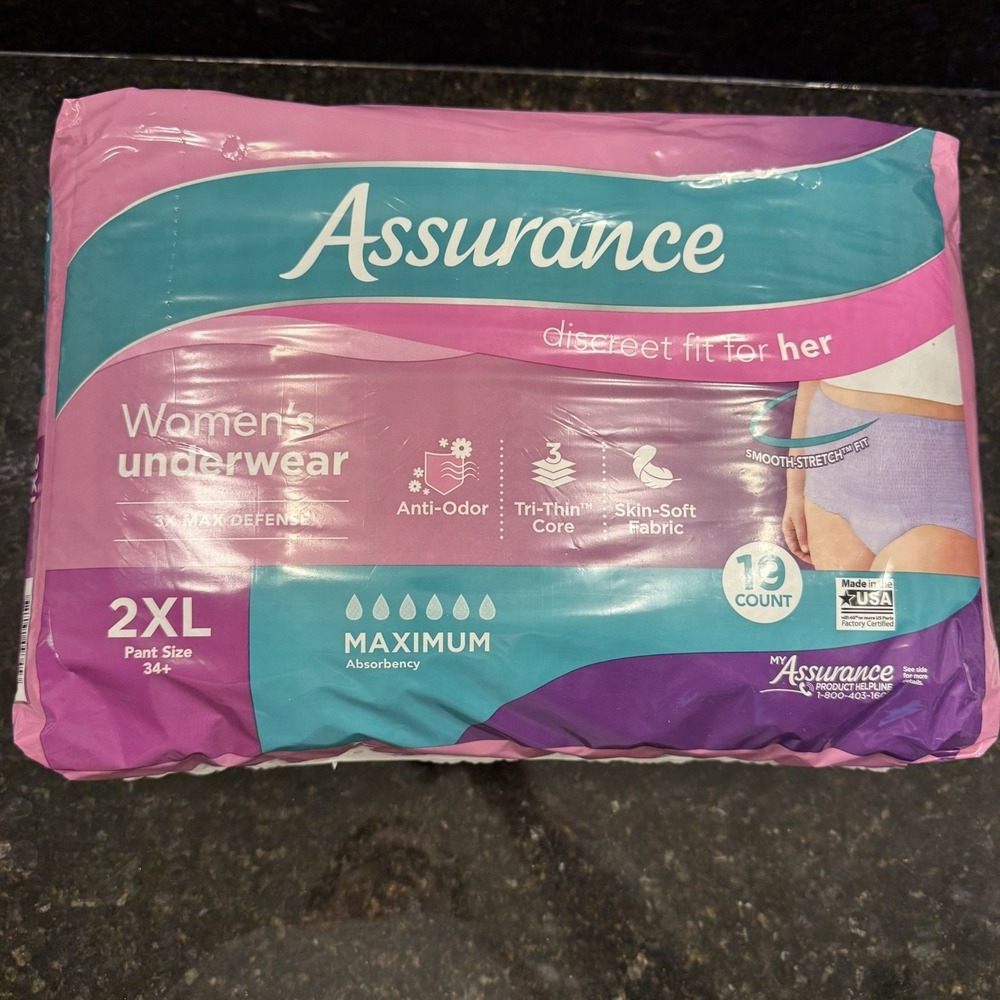 19 Count Assurance Womens Maximum Absorbency Incontinence Underwear Size XXL New